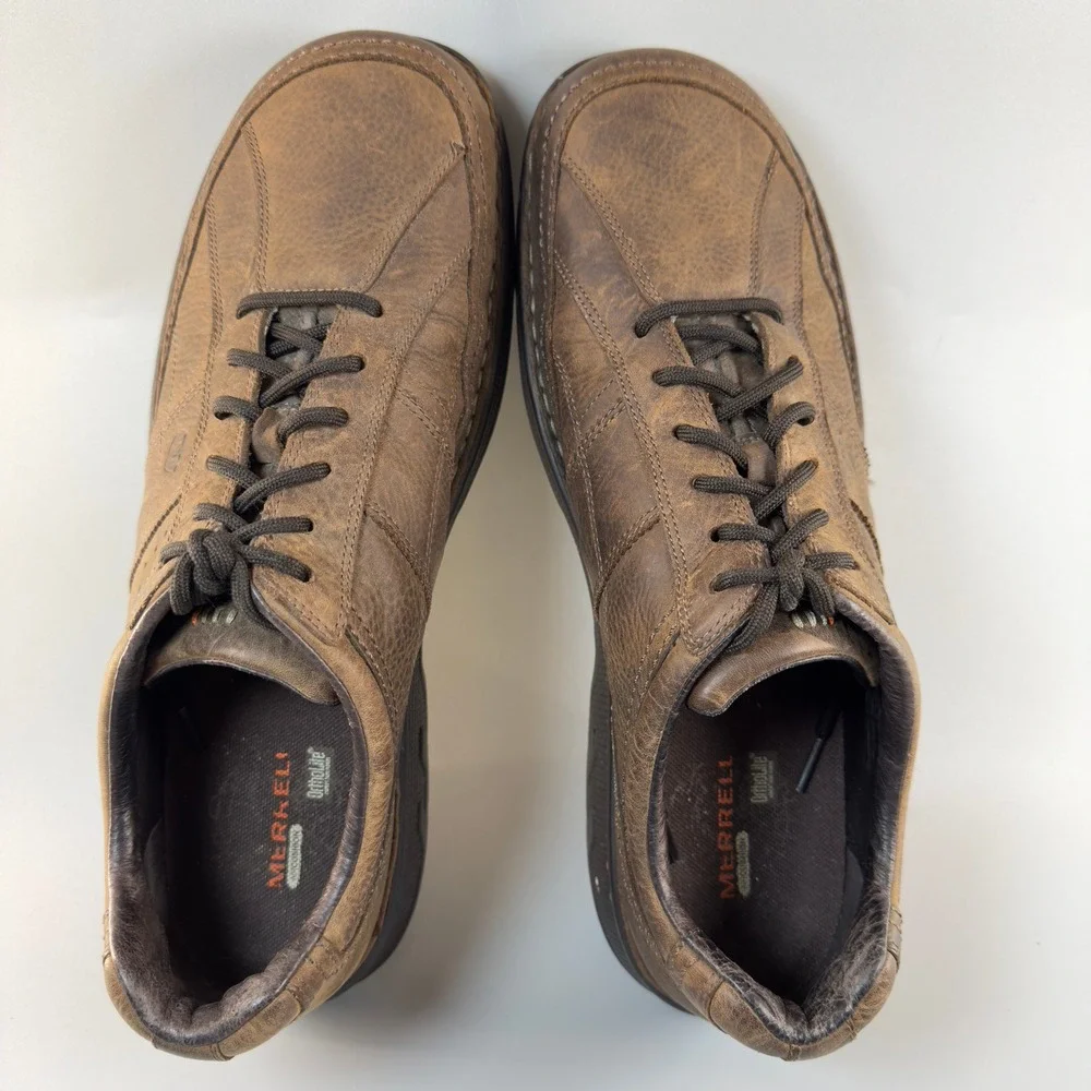 Merrell World Era Mens 14 Casual Oxfords Dark‎ Earth Brown Black Lace Up Leather